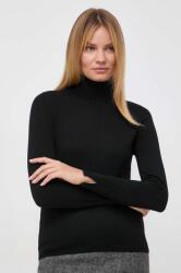 HUGO BOSS gyapjú pulóver könnyű, női, fekete, garbónyakú - fekete S