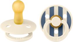 BIBS - Set 2 suzete Colour Studio Collection Stripe Latex, tetina rotunda, 6 luni+-Ivory/Steel Blue