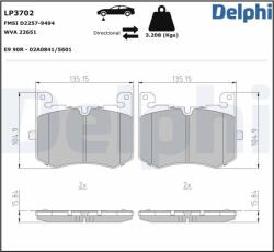 DELPHI fékbetétkészlet, tárcsafék DELPHI LP3702 (LP3702)