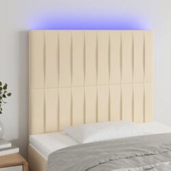 vidaXL LED горна табла за легло, кремава, 90x5x118/128 см, плат (3122649)