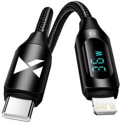 Wozinsky WUCLC2 Lightning - USB-C 36W 480Mb/s kábel 2m kijelzővel - fekete