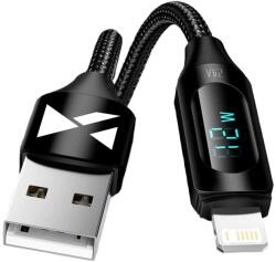 Wozinsky USB-A Kábel - Lightning Wozinsky WUALC1 LED Kijelzővel 2.4A 1m - Fekete
