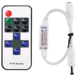 Avide LED szalag fényerőszabályzó 11 gombos RF távirányító és vezérlő Avide (AVI ABLS12V11KDIMM 144W RFC)