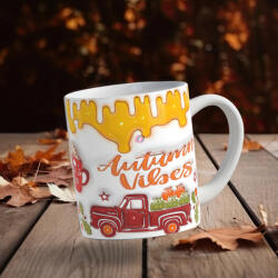 Deconline Customs Őszi mintás bögre 3D pufi hatású "Autumn vibes (DO126101)