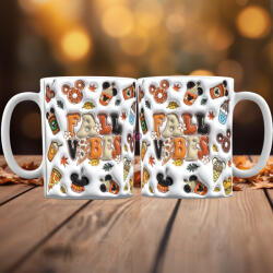 Deconline Customs Őszi mintás bögre 3d Pufi hatású "Fall Vibes" kerámia (DO126118)