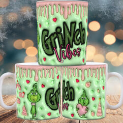 Deconline Customs Grincses karácsonyi bögre 3D pufi hatású "Grinch vibes (DO129149)