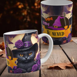 Deconline Customs Egyedi neves halloweeni bögre "Witch Kitten (DO126108-CUSTOM)