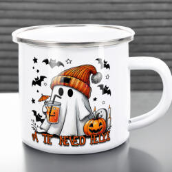 Személyre szabható Halloweeni FÉM bögre, cuki szellemes 360ml (DO69325-ALU-MUG)