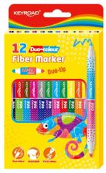 Keyroad Rostirón, filctoll kétvégű készlet 12 db/doboz Keyroad duo fiber marker 24 klf. szín (KR972435) - tonerpiac
