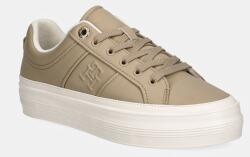 Tommy Hilfiger bőr sportcipő ESSENTIAL VULC SNEAKER MONOGRAM bézs, FW0FW07945 - bézs Női 36