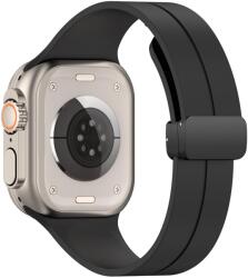 Techsuit pótszíj Apple Watch 1/2/3/4/5/6/7/8/9/SE/SE 2/Ultra/Ultra 2 (42/44/45/49mm) okosórára - Fekete KP29285