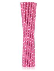 Godan Pink Dots, Rózsaszín papír szívószál 12 db-os MLG124156 (MLG124156)
