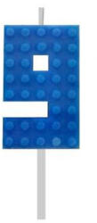 Godan Building Blocks Blue, Építőkocka tortagyertya, számgyertya 9-es MLG132809C (MLG132809C)