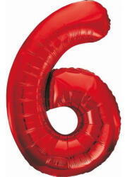 Godan Red, Piros 6-os szám fólia lufi 85 cm MLG120646 (MLG120646)