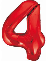 Godan Red, Piros 4-es szám fólia lufi 85 cm MLG120608 (MLG120608)
