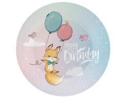 Godan Happy Birthday Fox, Róka papírtányér 6 db-os 18 cm MLG179477 (MLG179477)