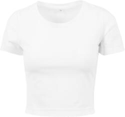 Build Your Brand Rövid ujjú női crop top póló - Fehér | XS (BY042-1000206156)
