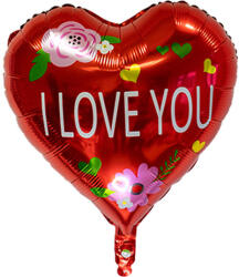 Mezőfi Team Kft Fólia lufi, szív, I love You, piros, rózsás, 45 cm