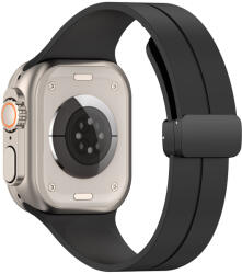 Techsuit pótszíj Apple Watch 1/2/3/4/5/6/7/8/9/SE/SE 2/Ultra/Ultra 2 (42/44/45/49mm) okosórára - Fekete