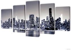 vidaXL Vászon falikép szett monokróm new york-i Skyline 200 x 100 cm (241549)