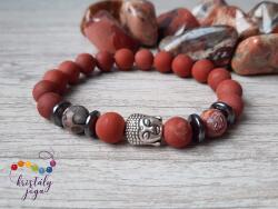 Kristály Jóga Shop Matt vörösjáspis 8 mm-es ásvány karkötő, Buddhával