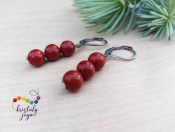 Kristály Jóga Shop Vörösjáspis 6 mm-es nemesacél ásvány fülbevaló
