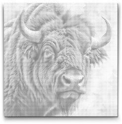  PontPöttyöző - Bölény tompa zöld árnyalatokban Méret: 50x50cm, Keretezés: Kartonlemezen, Szín: Piros