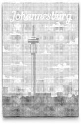 PontPöttyöző - Johannesburg, Dél-afrikai Köztársaság Méret: 40x60cm, Keretezés: Kartonlemezen, Szín: Fekete