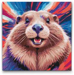  Festés számok szerint - Hód vörös és kék árnyalatokban Méret: 50x50cm, Keretezés: Kartonlemezen