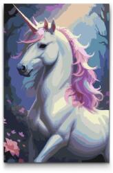  Festés számok szerint - Egyszarvú az elvarázsolt erdőből Méret: 20x30cm, Keretezés: Keret nélkül (csak a vászon)