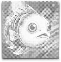  PontPöttyöző - Hal piros és kék árnyalatokban Méret: 50x50cm, Keretezés: Kerek keret, Szín: Fekete