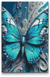  Festés számok szerint - Pillangó a sötét türkiz árnyalataiban Méret: 40x60cm, Keretezés: Keret nélkül (csak a vászon)
