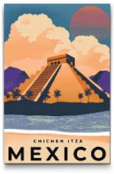 Gyémántszemes kirakó - Chichén Itzá, Mexikó Méret: 40x60cm, Keretezés: Műanyagtáblával, Gyémántok: Kerek