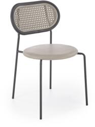 Halmar Scaun sufragerie, stil clasic/modern, structura metalica, piele si ratan, 46 x 51 x 78 cm, gri/negru