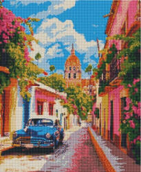 Figured Art Set goblen cu diamante, cu sasiu, Masina clasica in Mexic, 40x50 cm (DP-FA10238-Y)