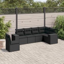 vidaXL Set mobilier de grădină cu perne, 6 piese, negru, poliratan (3222624)