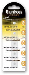 Uniross LR521, AG0, LR63 1, 5V alkáli gombelem 5db/csomag (U5LR521)