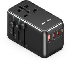 Vention 4-Port USB (C + C + C + A) GaN Universal Travel Adapter (100W/100W/20W/18W) Black töltőfej (FJGB0)