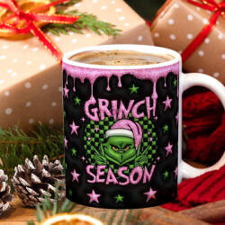 Deconline Customs Grincses karácsonyi bögre 3D pufi hatású "Grinch Season (DO129155-Ceramic-Mug)