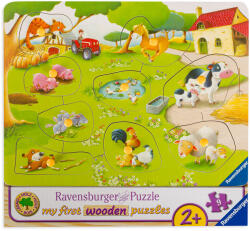 Ravensburger Puzzle din lemn Ravensburger din 9 de piese - Small Farm (03683) Puzzle