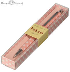 Bruno Visconti Golyóstoll Bruno Visconti 0, 7mm kék, fém test, Felicita -rózsaszín, pöttyös (PAP3011-4517)