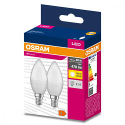 OSRAM 2db LED izzó E14 B35 4.9W = 40W 470lm 3000K 220° OSRAM (4058075628052)