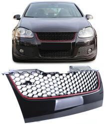  VW Volkswagen Golf V GT GTI R-line Jetta 3/5 fényes fekete méhsejtes hűtőrács piros csíkkal
