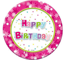 Godan Happy Birthday Pink papírtányér 6 db-os 18 cm (MLG687559)
