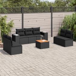 vidaXL Set mobilier de grădină cu perne, 8 piese, negru, poliratan (3257728)