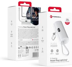 Forcell F-ENERGY Power Plug F5K3 powerbank 5000 mAh Lightning 8-PIN PD 20W fehér