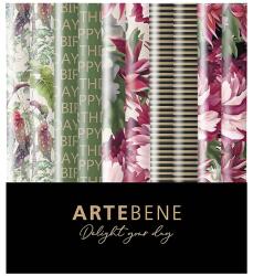 Artebene tekercses csomagolópapír (70x200 cm) pünkösdirózsás, 5-féle minta (4) (140515)
