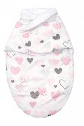 AMY Sistem de infasare Baby swaddle Inimioare Bumbac Alb, Amy, 72x60 cm (84155)