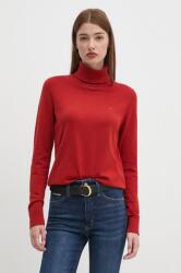 Tommy Hilfiger pulóver könnyű, női, bordó, garbónyakú, WW0WW43211 - burgundia XS