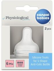 Canpol babies Canpol babies, tetina anticolici din silicon pentru biberoane S-Shape, marime L (debit medium), 2 buc